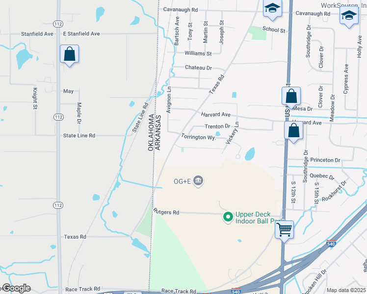 map of restaurants, bars, coffee shops, grocery stores, and more near 506 Ridge Point Drive in Fort Smith