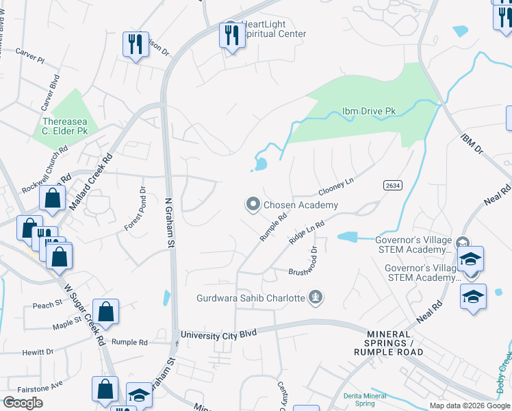 map of restaurants, bars, coffee shops, grocery stores, and more near 2432 Fabyan Lane in Charlotte