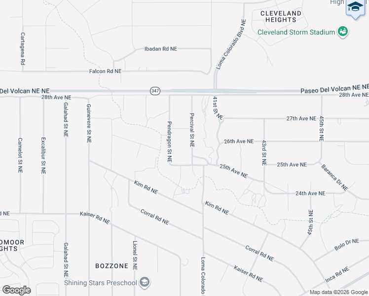 map of restaurants, bars, coffee shops, grocery stores, and more near Percival Street Northeast in Rio Rancho