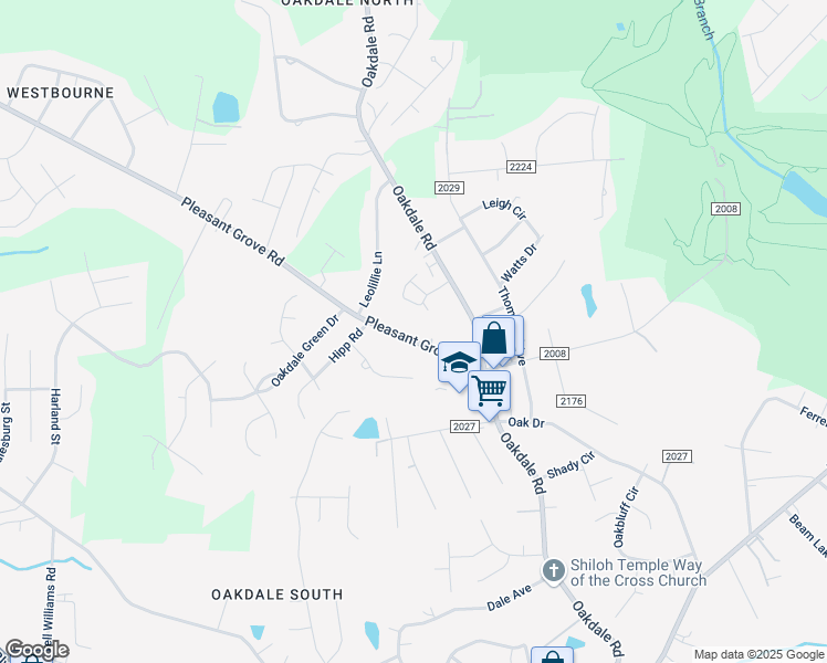 map of restaurants, bars, coffee shops, grocery stores, and more near 6010 Pleasant Grove Road in Charlotte