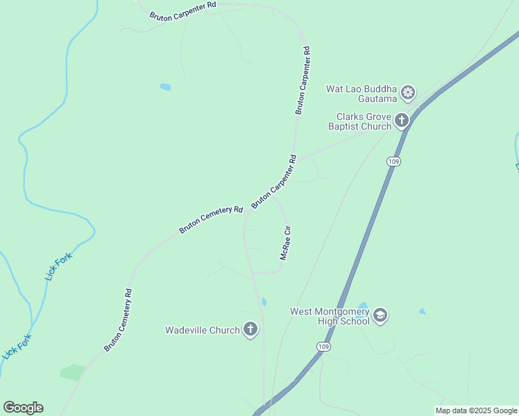 map of restaurants, bars, coffee shops, grocery stores, and more near 106 McRae Circle in Mount Gilead