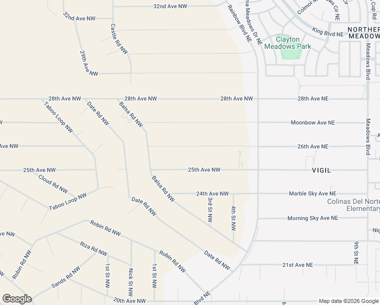 map of restaurants, bars, coffee shops, grocery stores, and more near 26th Avenue Northwest in Rio Rancho