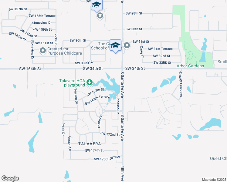 map of restaurants, bars, coffee shops, grocery stores, and more near 105 Southwest 167th Street in Oklahoma City