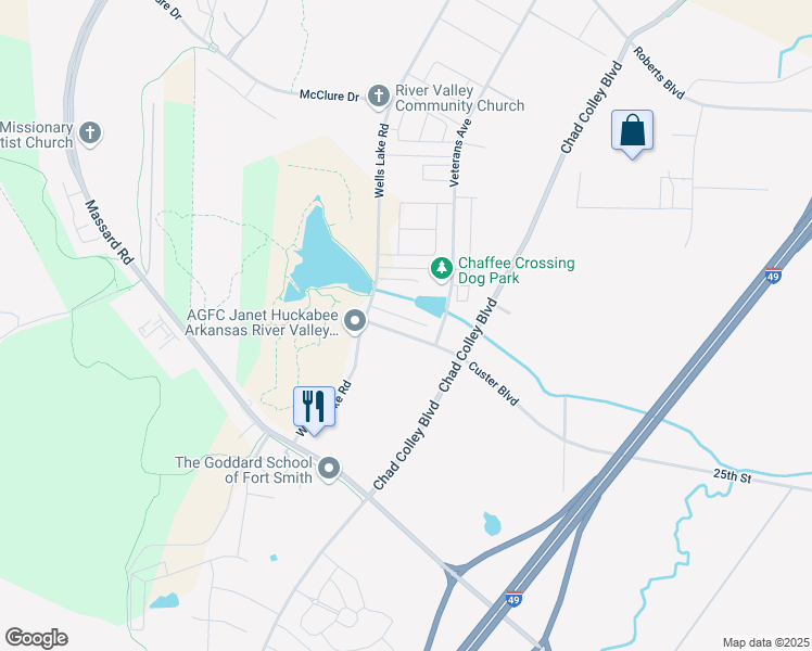 map of restaurants, bars, coffee shops, grocery stores, and more near 9100 Chanel Place in Barling