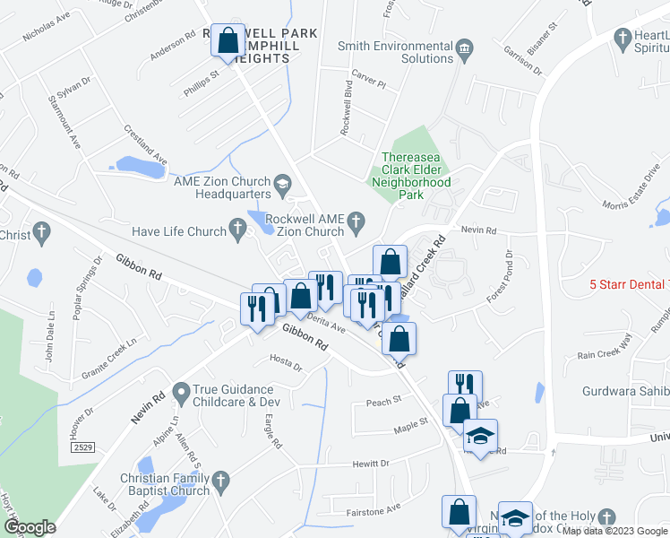 map of restaurants, bars, coffee shops, grocery stores, and more near in Charlotte