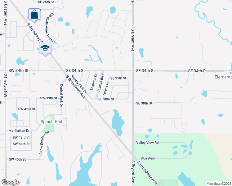 map of restaurants, bars, coffee shops, grocery stores, and more near 3805 Hope Drive in Moore