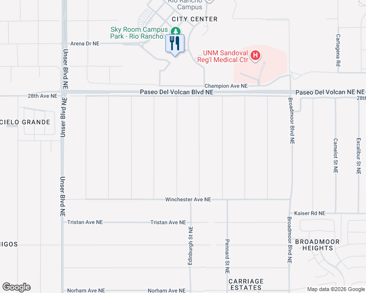 map of restaurants, bars, coffee shops, grocery stores, and more near 2700 Hatfield Street Northeast in Rio Rancho