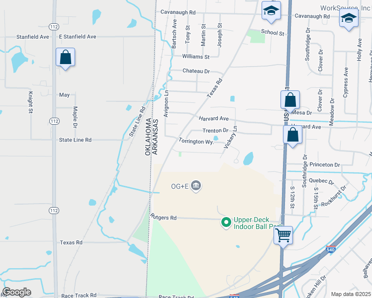 map of restaurants, bars, coffee shops, grocery stores, and more near 423 Ridge Point Drive in Fort Smith