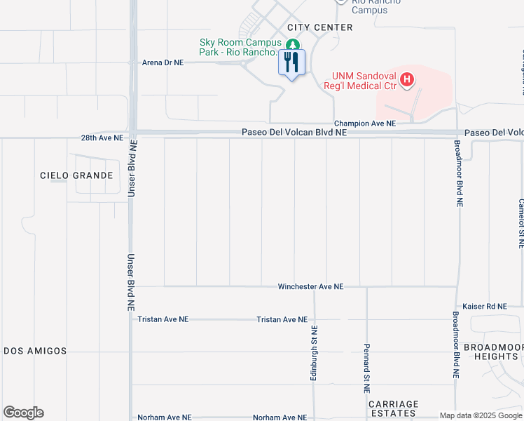 map of restaurants, bars, coffee shops, grocery stores, and more near Dunster Street Northeast in Rio Rancho