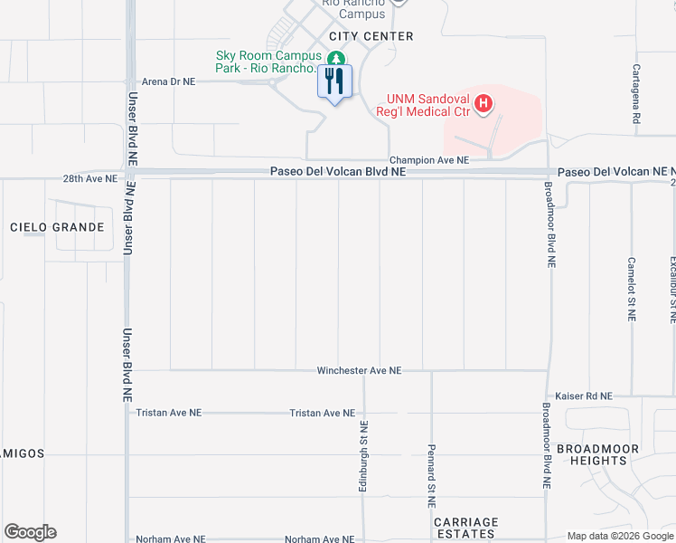map of restaurants, bars, coffee shops, grocery stores, and more near Hatfield Street Northeast in Rio Rancho