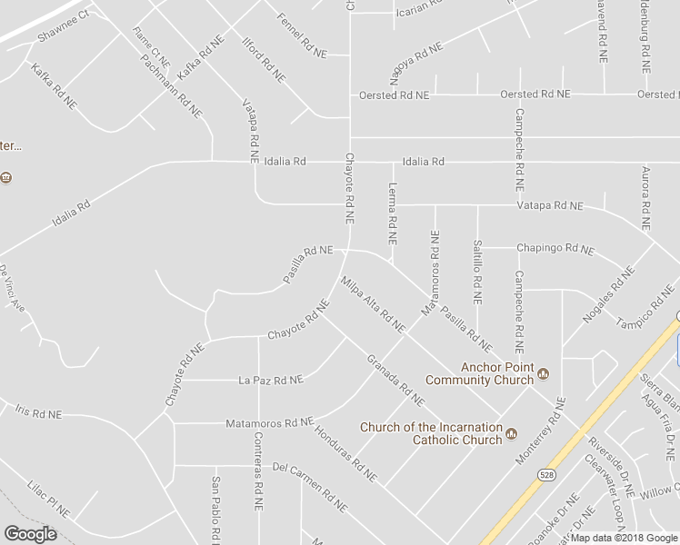 map of restaurants, bars, coffee shops, grocery stores, and more near 7001 Chayote Road Northeast in Rio Rancho