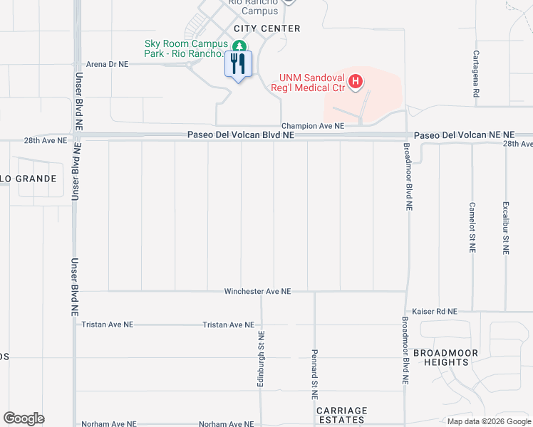 map of restaurants, bars, coffee shops, grocery stores, and more near 2700 Hatfield Street Northeast in Rio Rancho