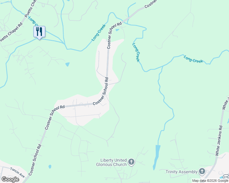 map of restaurants, bars, coffee shops, grocery stores, and more near 760 Costner School Road in Bessemer City