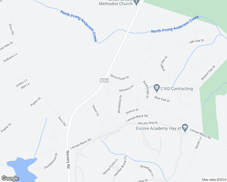 map of restaurants, bars, coffee shops, grocery stores, and more near 48 Advance Drive in Lillington