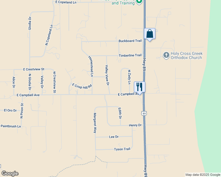 map of restaurants, bars, coffee shops, grocery stores, and more near 11275 Valley View Drive in Flagstaff