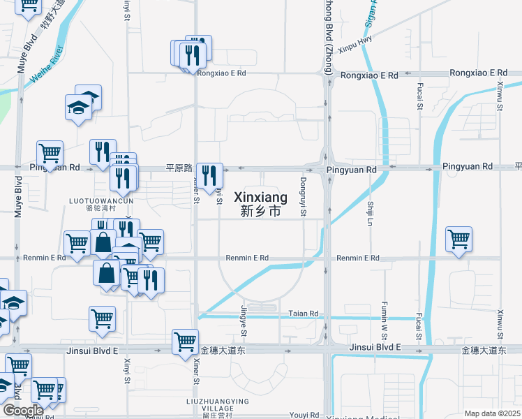 map of restaurants, bars, coffee shops, grocery stores, and more near in Xinxiang