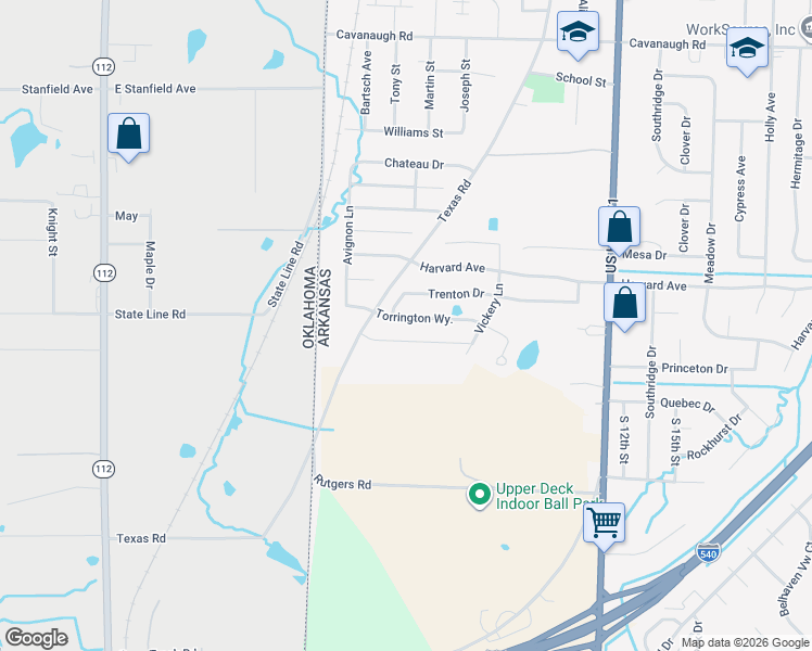map of restaurants, bars, coffee shops, grocery stores, and more near 504 Torrington Way in Fort Smith