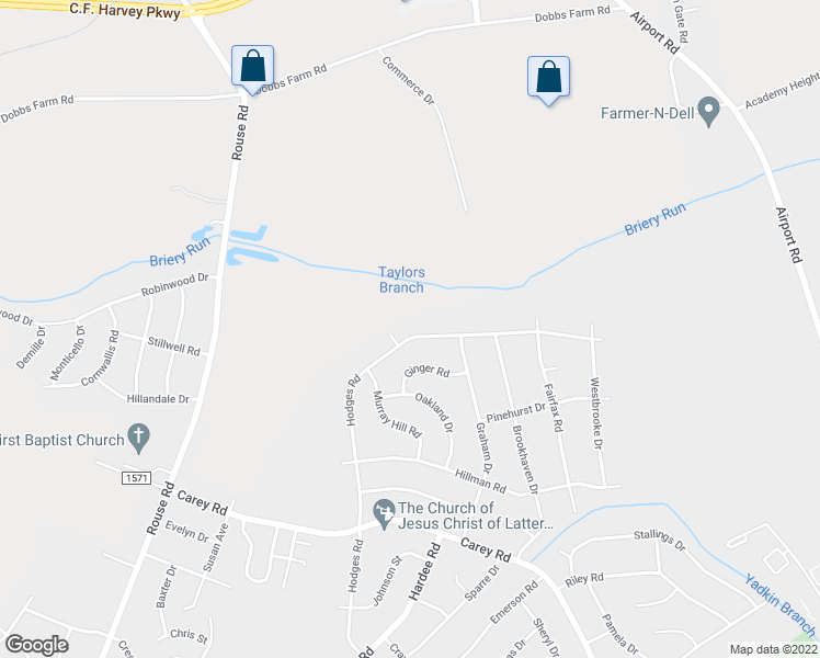 map of restaurants, bars, coffee shops, grocery stores, and more near 2902 Hodges Road in Kinston