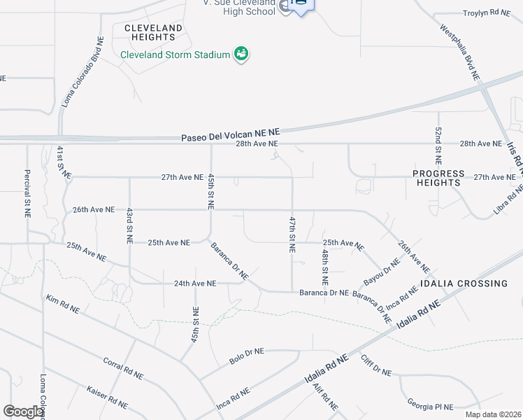 map of restaurants, bars, coffee shops, grocery stores, and more near 26th Avenue Northeast in Rio Rancho