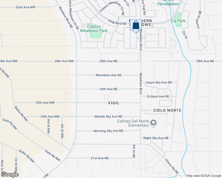 map of restaurants, bars, coffee shops, grocery stores, and more near 861 Nightglow Avenue Northeast in Rio Rancho