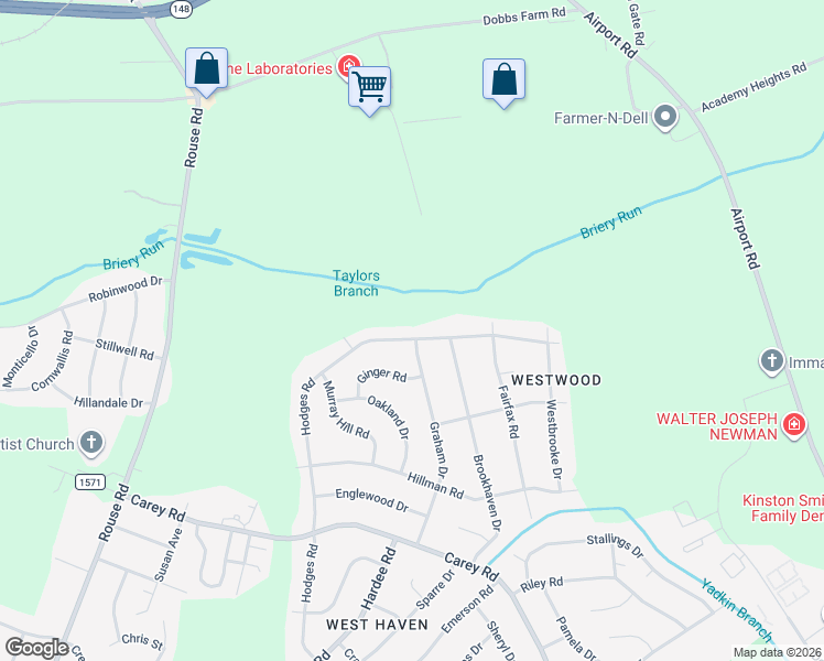 map of restaurants, bars, coffee shops, grocery stores, and more near 2911 Hodges Rd in Kinston