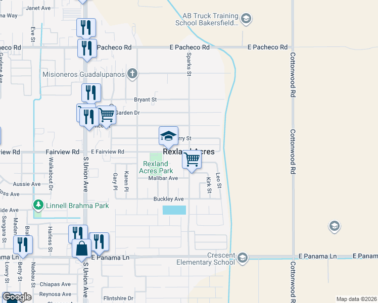 map of restaurants, bars, coffee shops, grocery stores, and more near in Rexland Acres