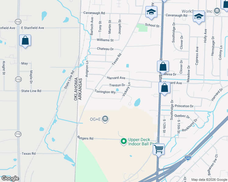 map of restaurants, bars, coffee shops, grocery stores, and more near 606 Trenton Drive in Fort Smith