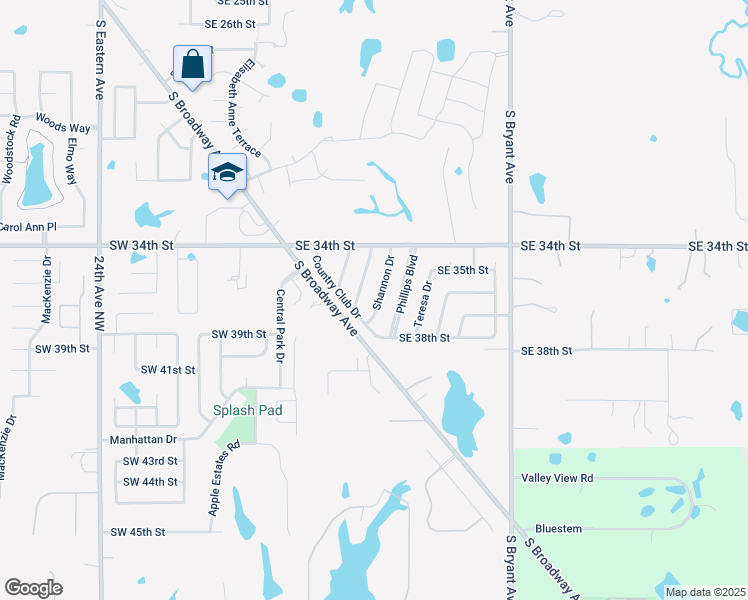 map of restaurants, bars, coffee shops, grocery stores, and more near 3705 Shannon Drive in Moore