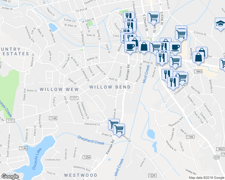 map of restaurants, bars, coffee shops, grocery stores, and more near in Hendersonville