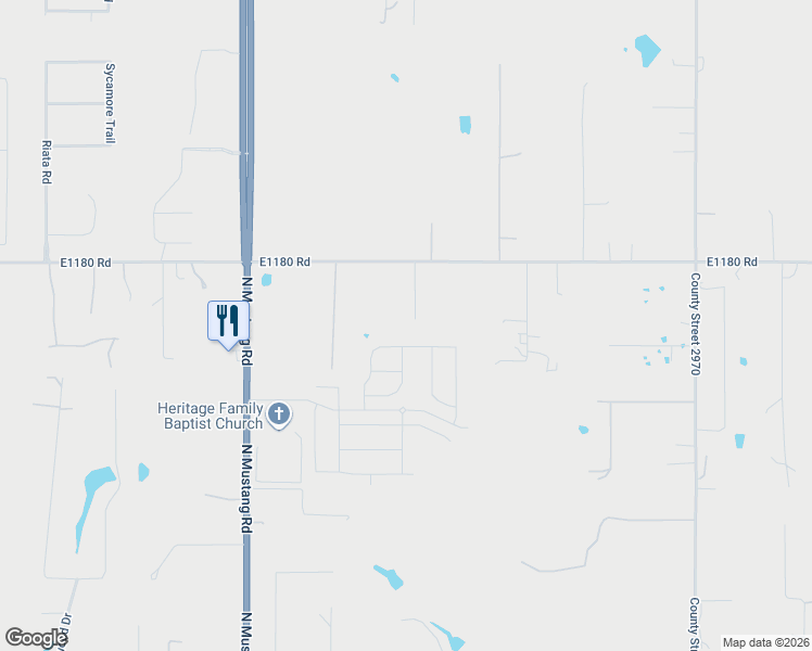 map of restaurants, bars, coffee shops, grocery stores, and more near 819 N2964 Road in Tuttle