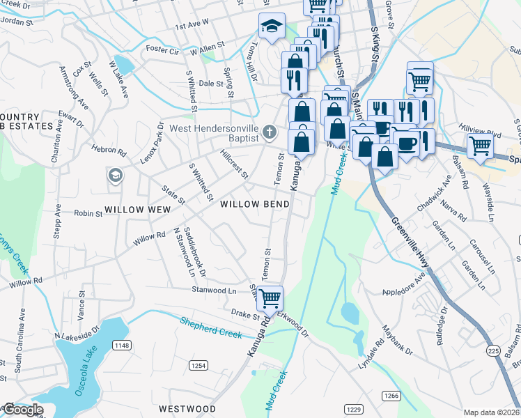 map of restaurants, bars, coffee shops, grocery stores, and more near in Hendersonville