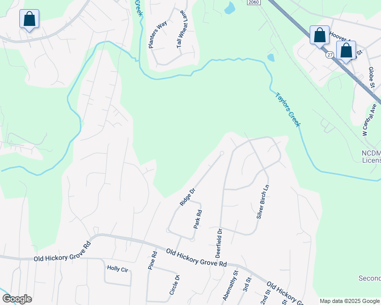 map of restaurants, bars, coffee shops, grocery stores, and more near Old Hickory Grove Road in Mount Holly