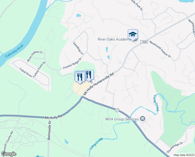 map of restaurants, bars, coffee shops, grocery stores, and more near 9519 Brackenview Court in Charlotte