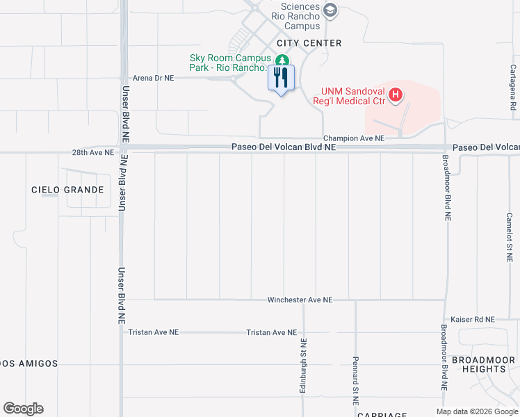 map of restaurants, bars, coffee shops, grocery stores, and more near Dunster Street Northeast in Rio Rancho
