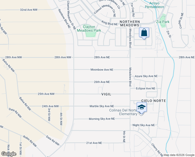 map of restaurants, bars, coffee shops, grocery stores, and more near 710 Moonbow Avenue Northeast in Rio Rancho