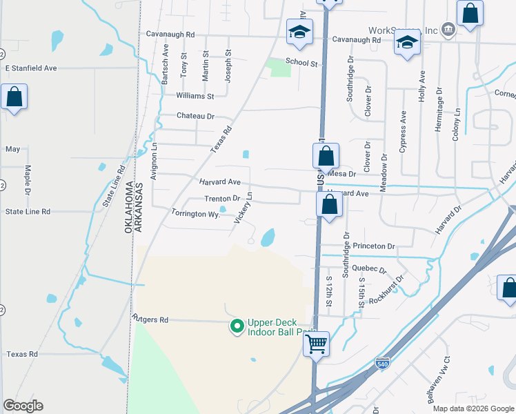 map of restaurants, bars, coffee shops, grocery stores, and more near 815 Trenton Drive in Fort Smith