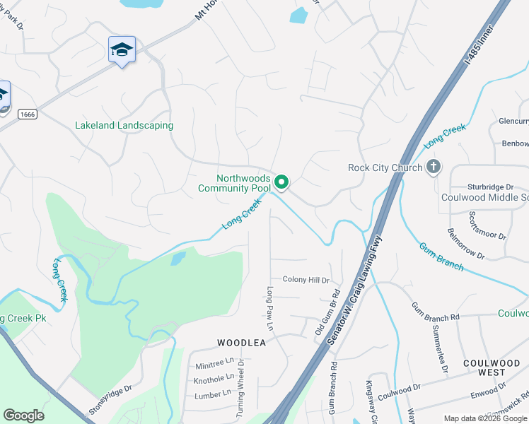 map of restaurants, bars, coffee shops, grocery stores, and more near 1104 Long Paw Lane in Charlotte