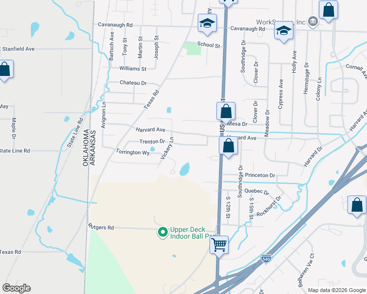 map of restaurants, bars, coffee shops, grocery stores, and more near 815 Trenton Drive in Fort Smith