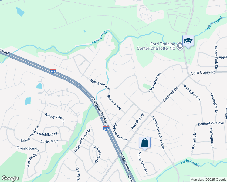 map of restaurants, bars, coffee shops, grocery stores, and more near 14014 Riding Hill Avenue in Charlotte