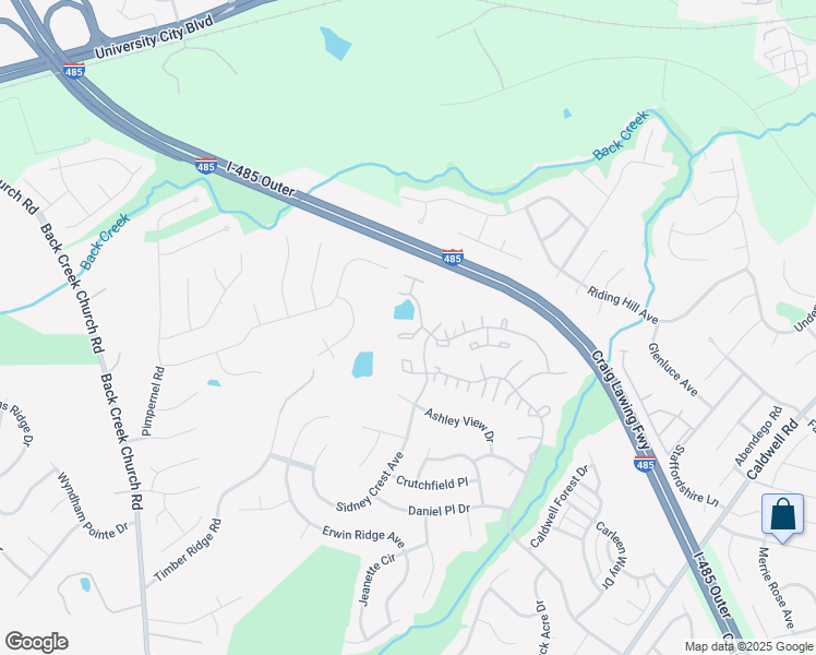 map of restaurants, bars, coffee shops, grocery stores, and more near 17057 Turning Stick Court in Charlotte