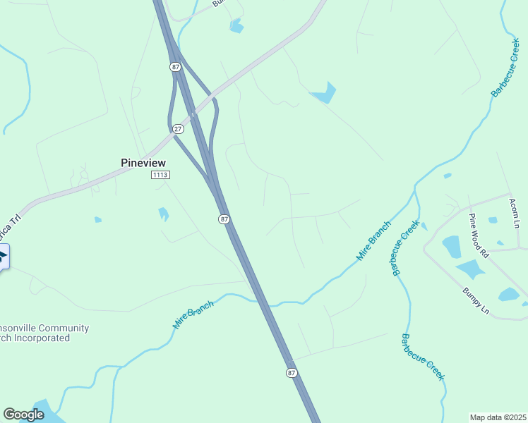 map of restaurants, bars, coffee shops, grocery stores, and more near 91 Bayleaf Lane in Sanford