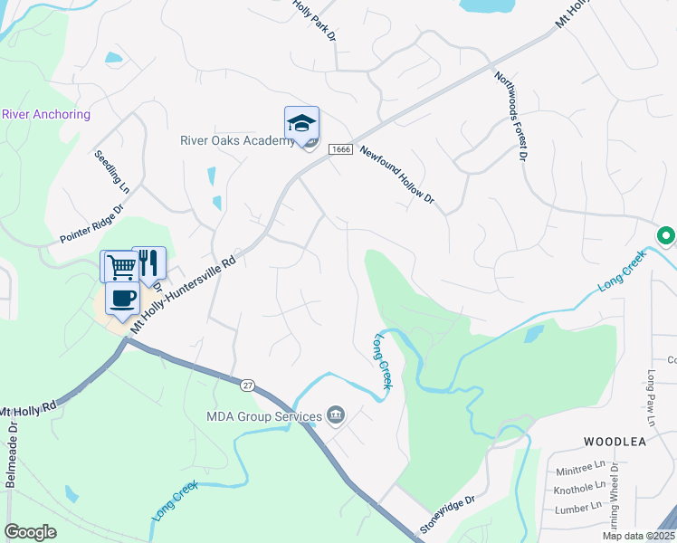 map of restaurants, bars, coffee shops, grocery stores, and more near 10918 Falls Branch Lane in Charlotte