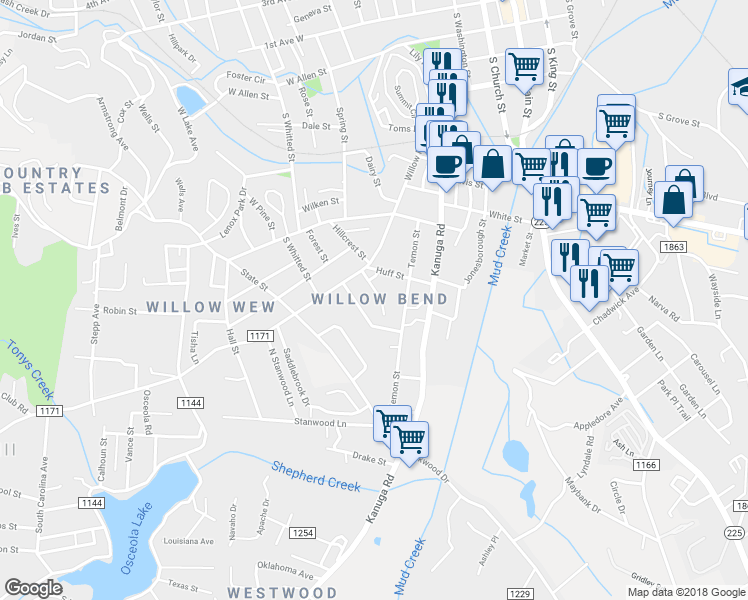 map of restaurants, bars, coffee shops, grocery stores, and more near in Hendersonville