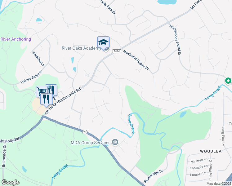 map of restaurants, bars, coffee shops, grocery stores, and more near 10918 Falls Branch Lane in Charlotte