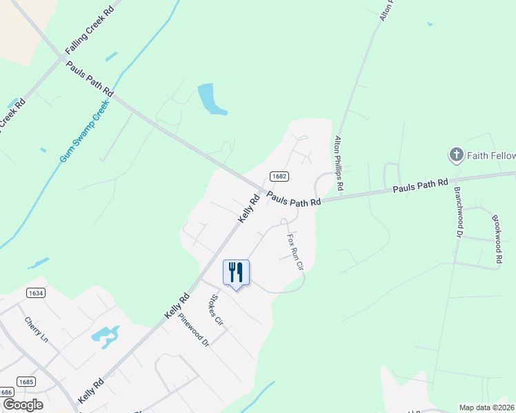 map of restaurants, bars, coffee shops, grocery stores, and more near 2831 Kelly Road in Kinston