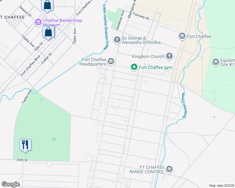 map of restaurants, bars, coffee shops, grocery stores, and more near 16th Street in Fort Smith