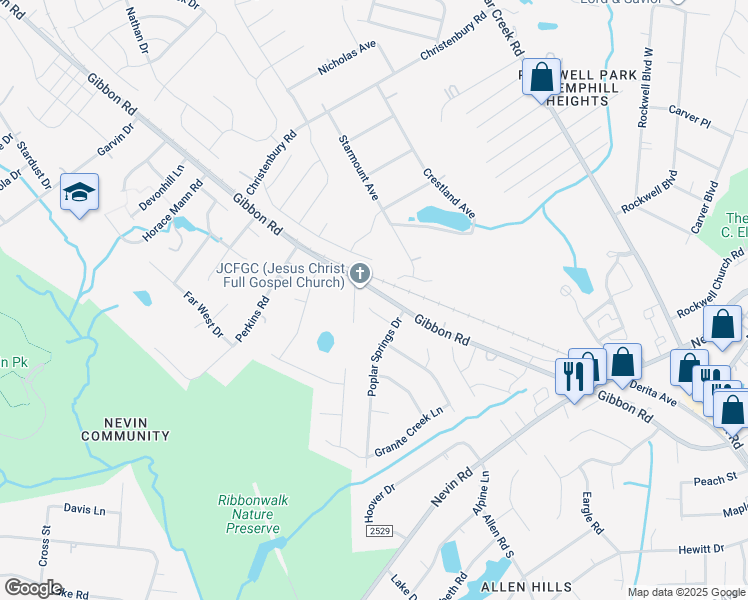 map of restaurants, bars, coffee shops, grocery stores, and more near 3524 Oxford Hill Court in Charlotte
