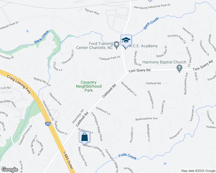 map of restaurants, bars, coffee shops, grocery stores, and more near 5939 Aldersgate Avenue in Charlotte