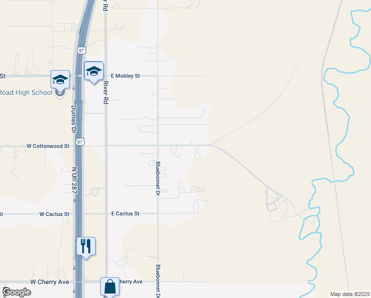 map of restaurants, bars, coffee shops, grocery stores, and more near 214 East Cottonwood Avenue in Amarillo