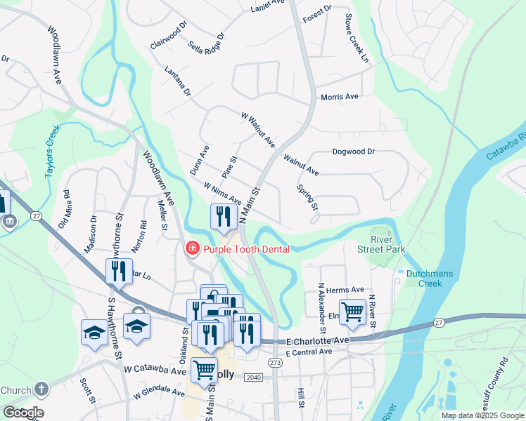 map of restaurants, bars, coffee shops, grocery stores, and more near 103 East Nims Avenue in Mount Holly